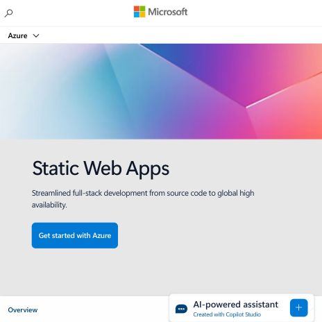 Screenshot of https://azure.microsoft.com/en-us/services/app-service/static/
