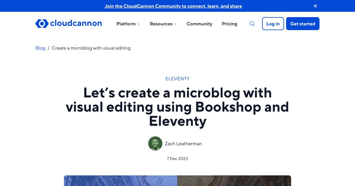 Screenshot image for https://screenshot.11ty.app/https%3A%2F%2Fcloudcannon.com%2Fblog%2Fcreate-a-microblog-with-visual-editing%2F/opengraph/