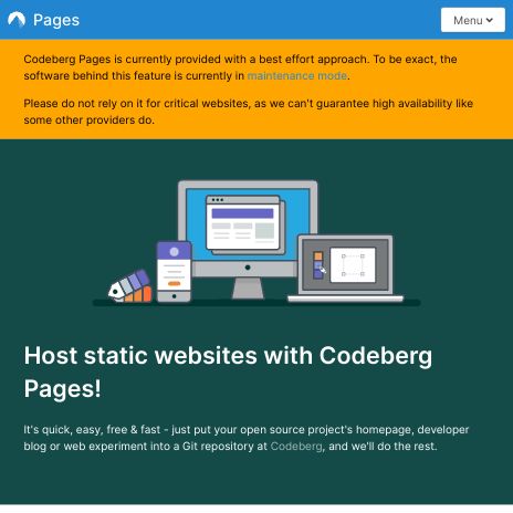 Screenshot of https://codeberg.page/