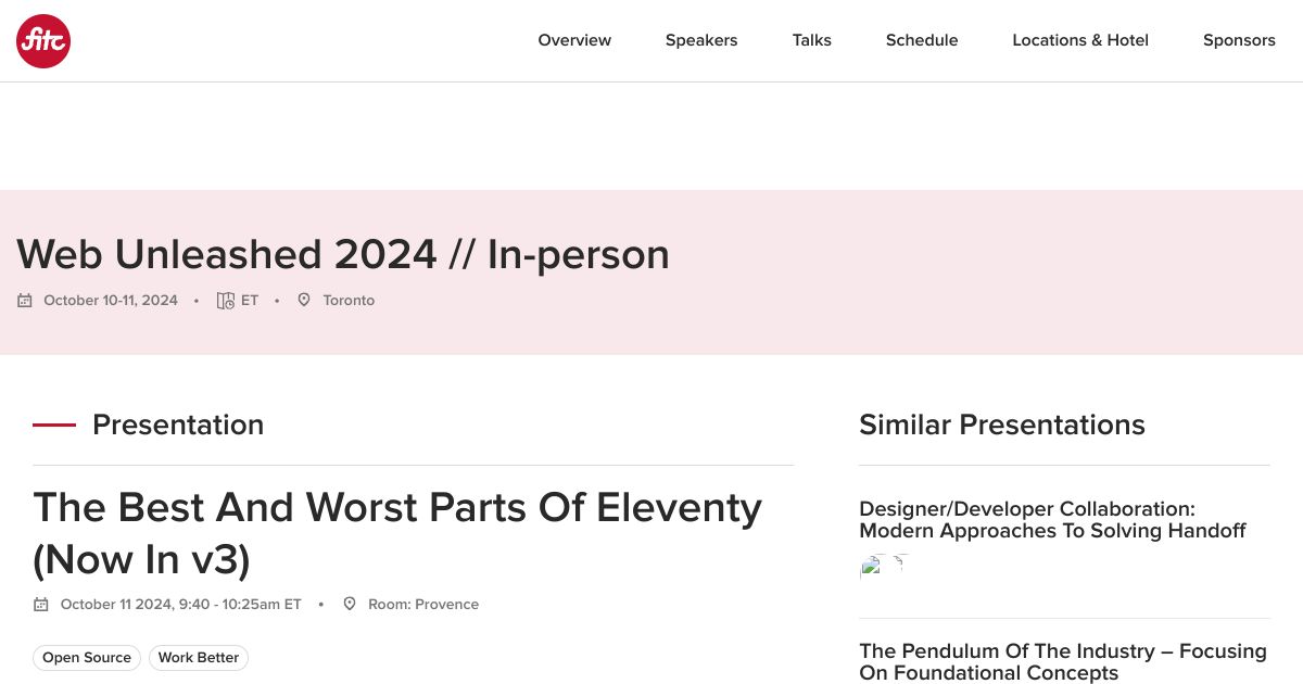 Screenshot image for https://screenshot.11ty.app/https%3A%2F%2Ffitc.ca%2Fpresentation%2Fthe-best-and-worst-parts-of-eleventy-now-in-v3%2F/opengraph/