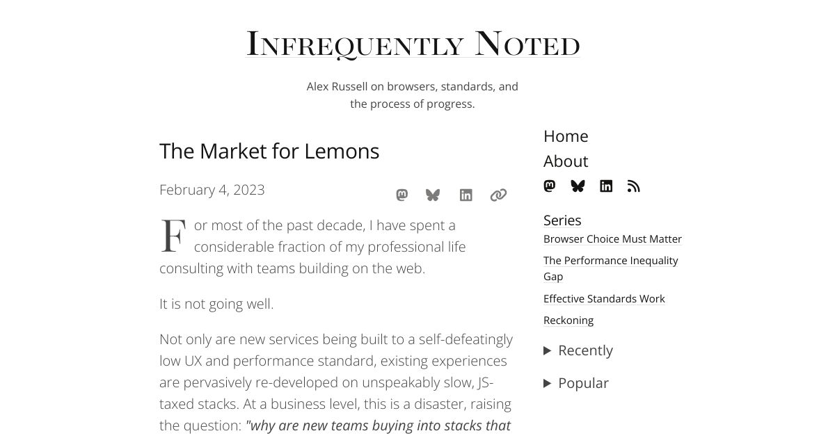Screenshot image for https://screenshot.11ty.app/https%3A%2F%2Finfrequently.org%2F2023%2F02%2Fthe-market-for-lemons%2F/opengraph/
