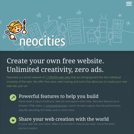 Screenshot of https://neocities.org/