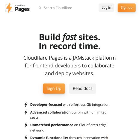 Screenshot of https://pages.cloudflare.com/