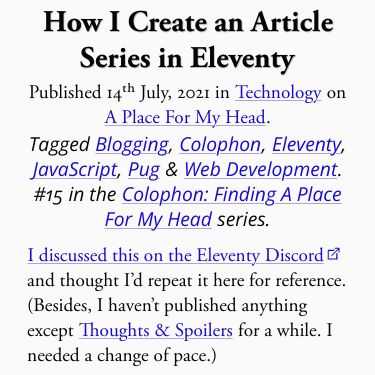 Screenshot of https://shivjm.blog/colophon/how-i-create-an-article-series-in-eleventy/