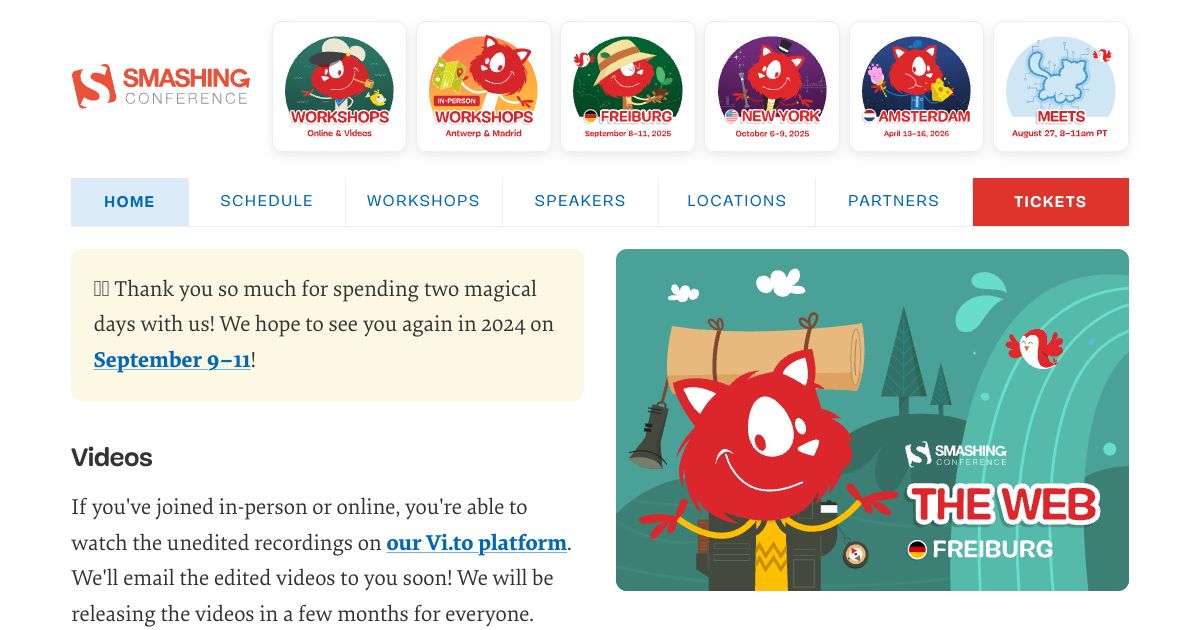 Screenshot image for https://screenshot.11ty.app/https%3A%2F%2Fsmashingconf.com%2Ffreiburg-2023/opengraph/