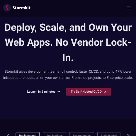 Screenshot of https://stormkit.io/
