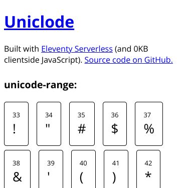 Screenshot of https://uniclode.zachleat.dev/