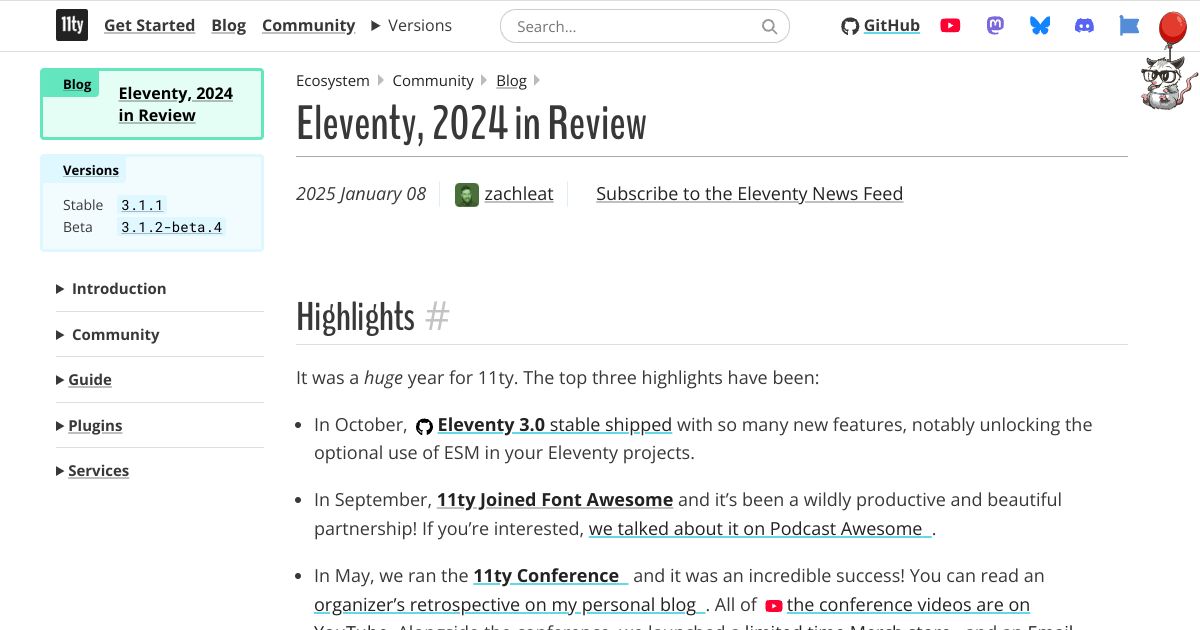 Screenshot image for https://screenshot.11ty.app/https%3A%2F%2Fwww.11ty.dev%2Fblog%2Freview-2024%2F/opengraph/