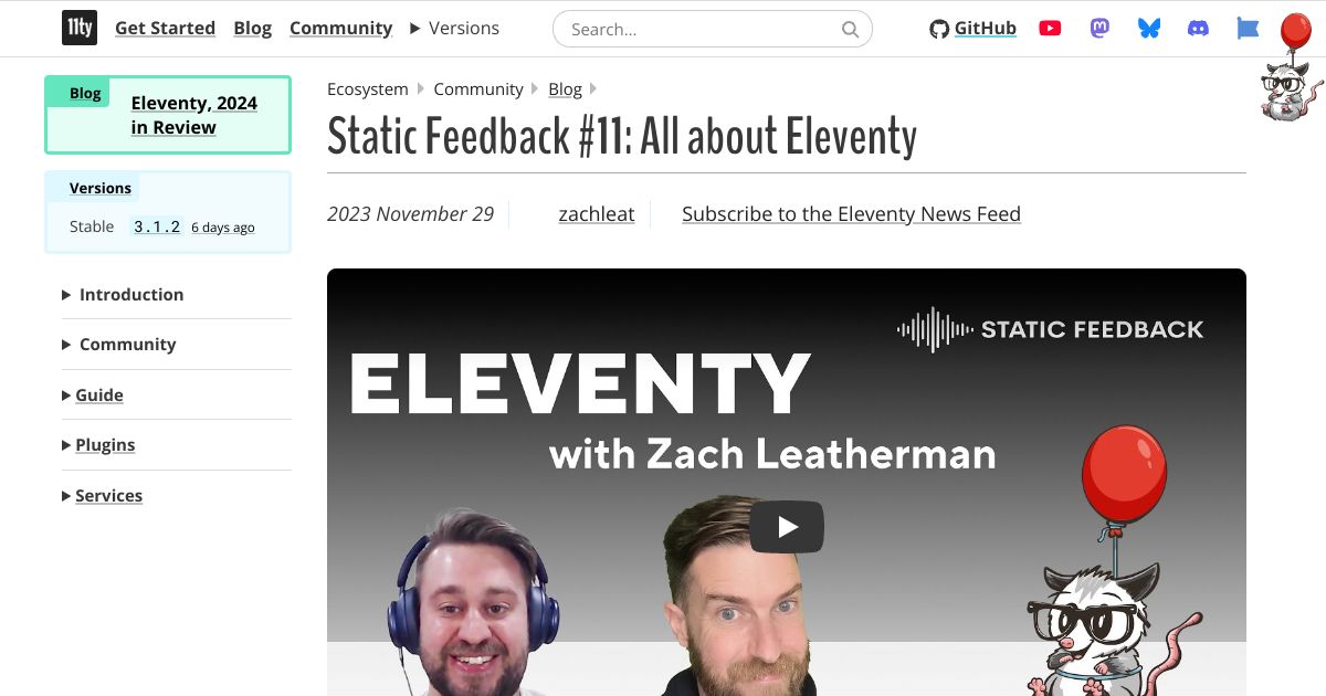 Screenshot image for https://screenshot.11ty.app/https%3A%2F%2Fwww.11ty.dev%2Fblog%2Fstatic-feedback%2F/opengraph/
