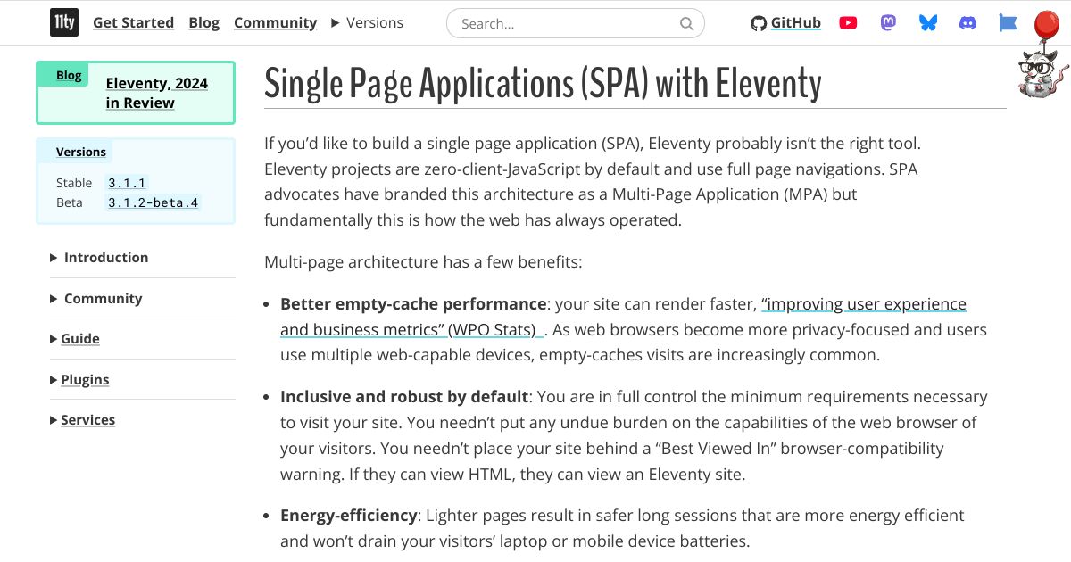 Screenshot image for https://screenshot.11ty.app/https%3A%2F%2Fwww.11ty.dev%2Fdocs%2Fsingle-page-applications%2F/opengraph/