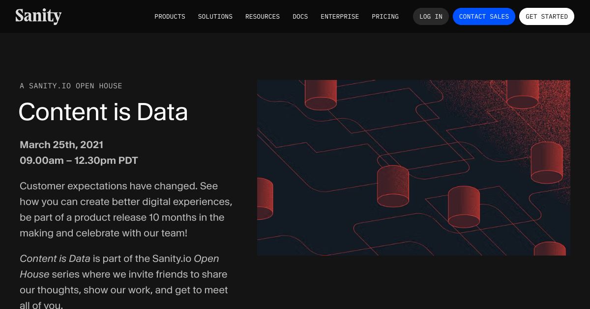 Screenshot image for https://screenshot.11ty.app/https%3A%2F%2Fwww.sanity.io%2Fcontent-is-data-open-house-2021/opengraph/