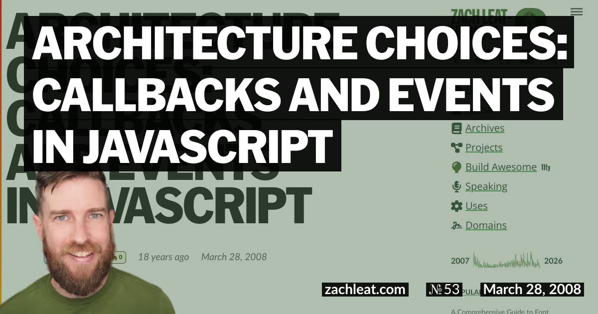 Open Graph image for Architecture Choices: Callbacks and Events in JavaScript