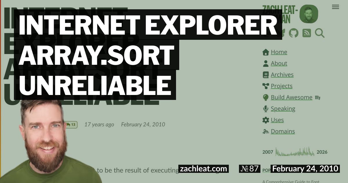 Open Graph image for Internet Explorer Array.sort Unreliable