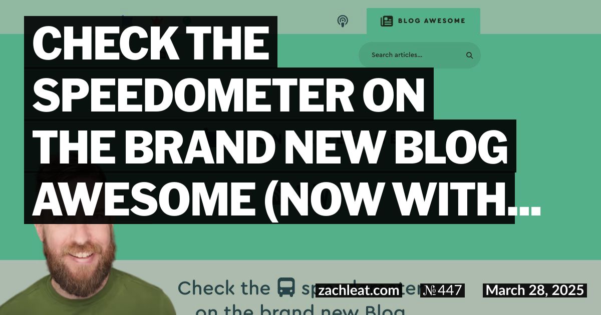 Open Graph image for Check the speedometer on the brand new Blog Awesome (now with 11ty)