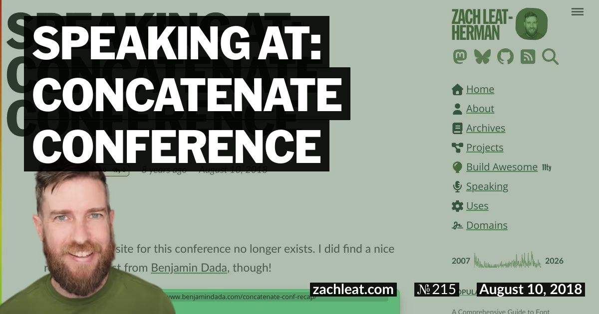 Open Graph image for Speaking at: Concatenate Conference