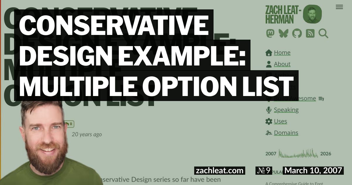 Open Graph image for Conservative Design Example: Multiple Option List