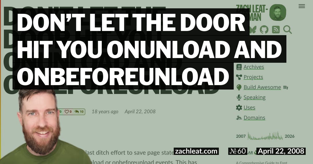 Don’t Let the Door Hit You Onunload and Onbeforeunload