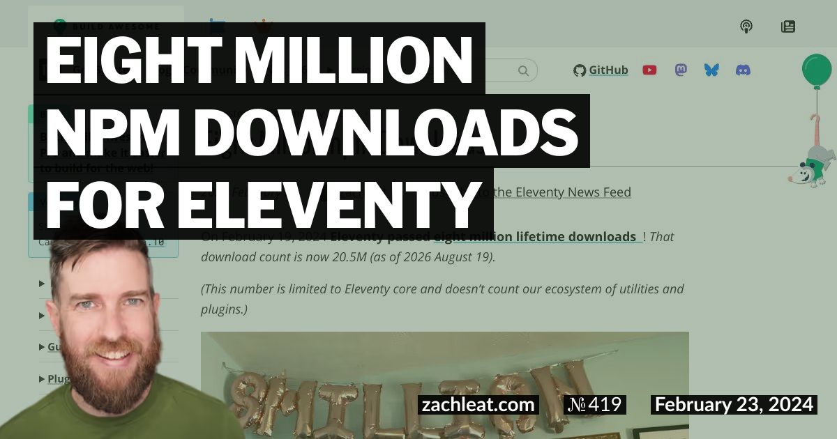 Eight Million npm Downloads for Eleventy