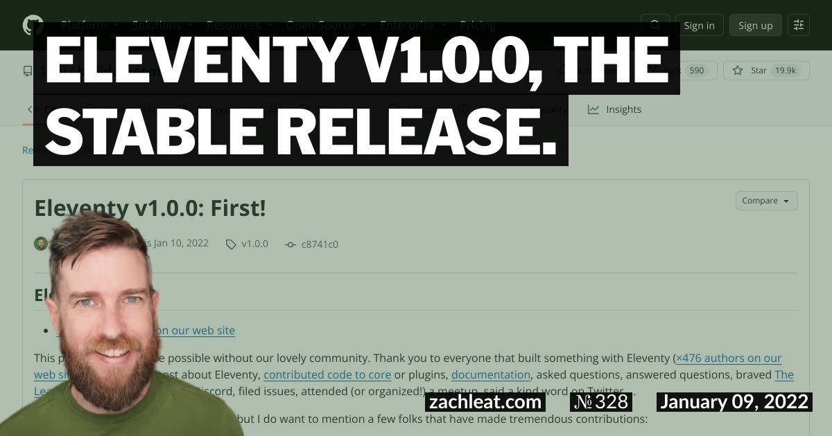 Eleventy v1.0.0, the stable release.