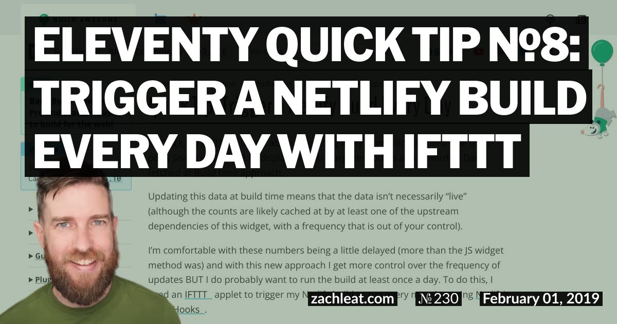 Eleventy Quick Tip №8: Trigger a Netlify Build Every Day with IFTTT