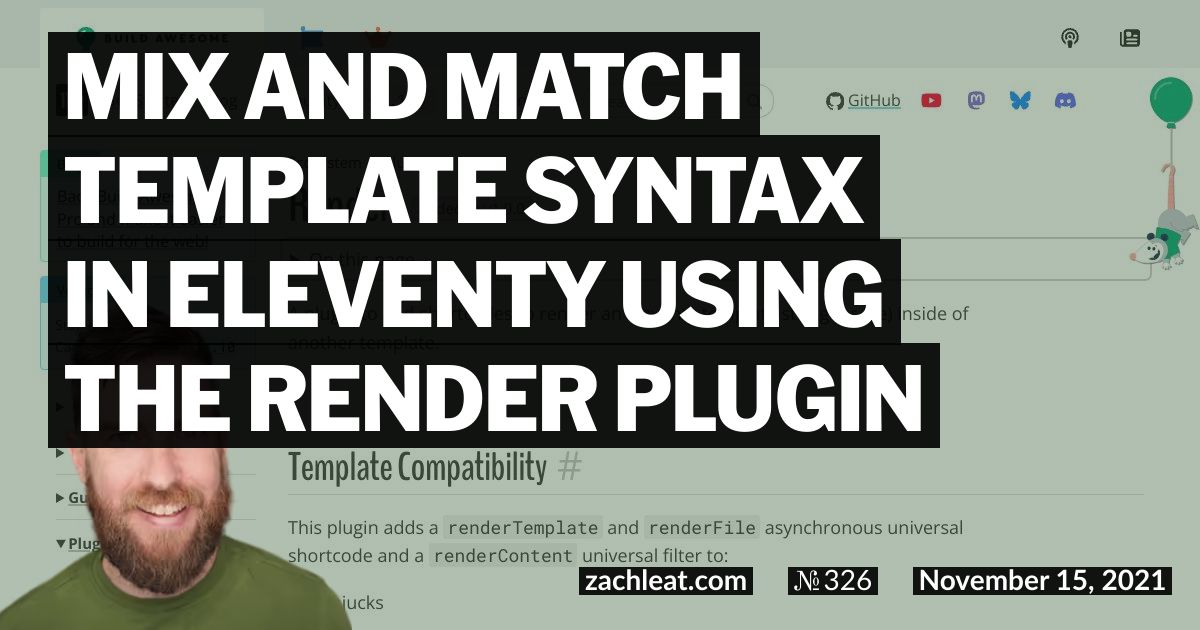 Mix and Match Template Syntax in Eleventy using the Render Plugin