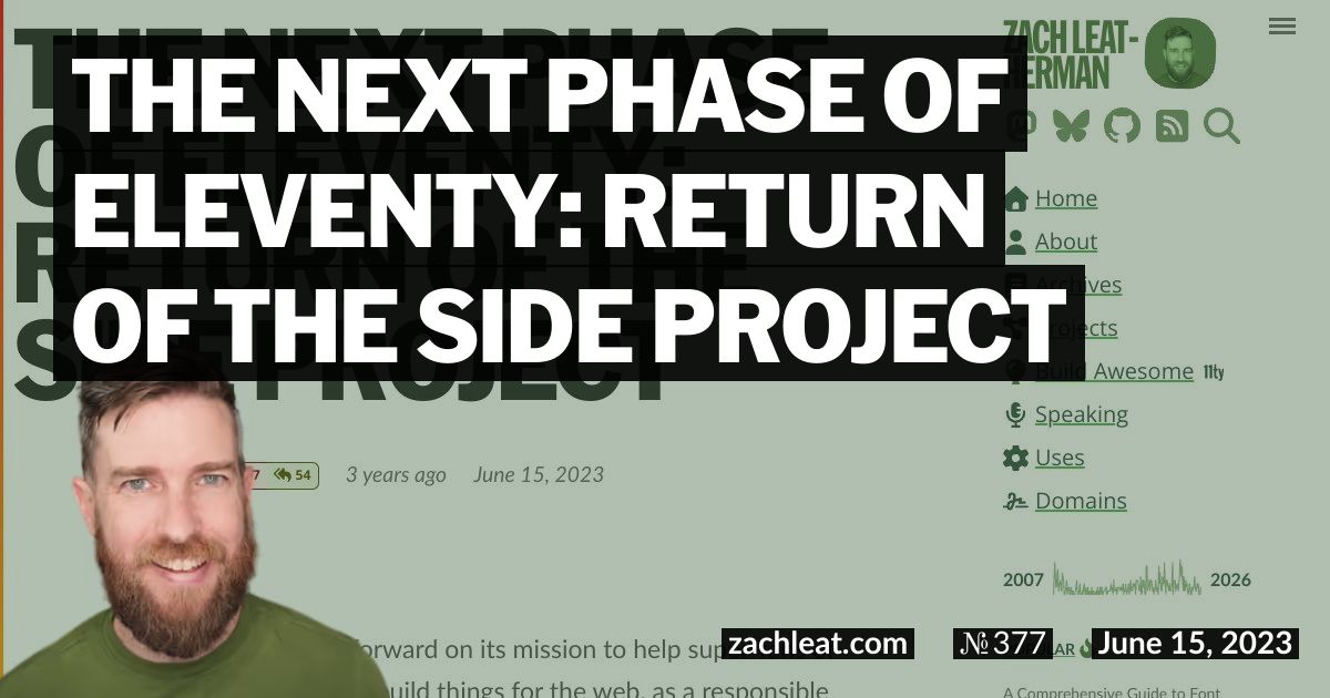 The Next Phase of Eleventy: Return of the Side Project