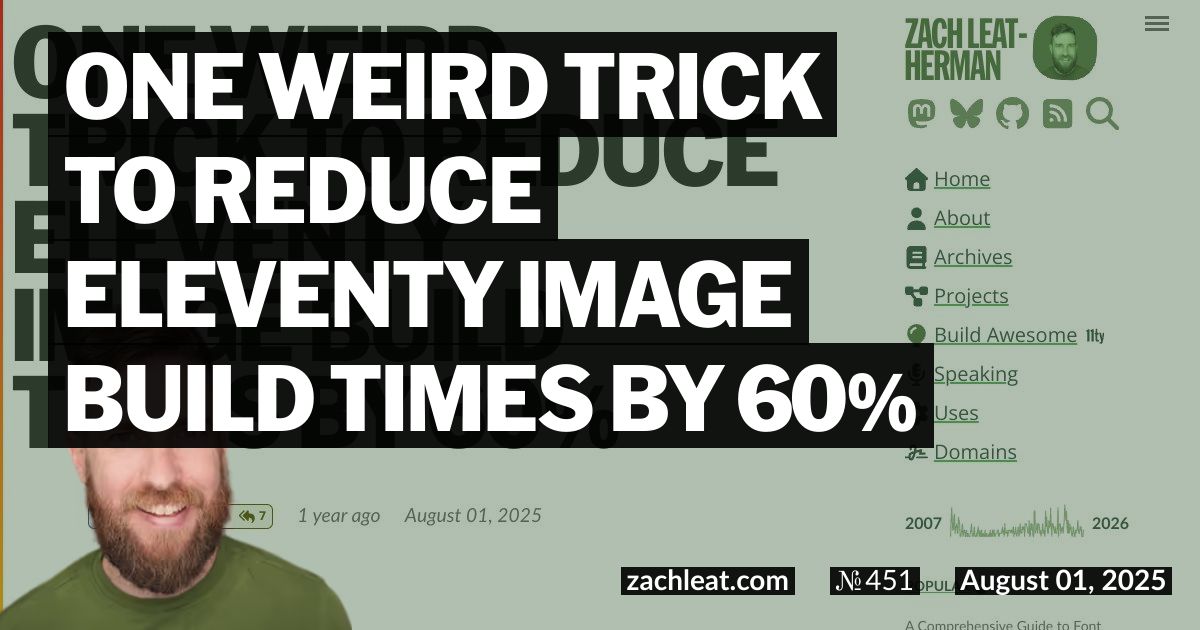 One weird trick to reduce Eleventy Image Build Times by 60%