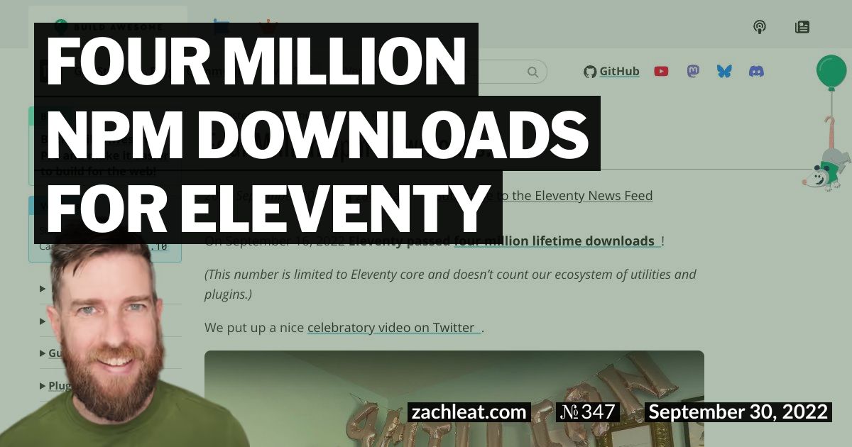 Open Graph image for Four Million npm Downloads for Eleventy