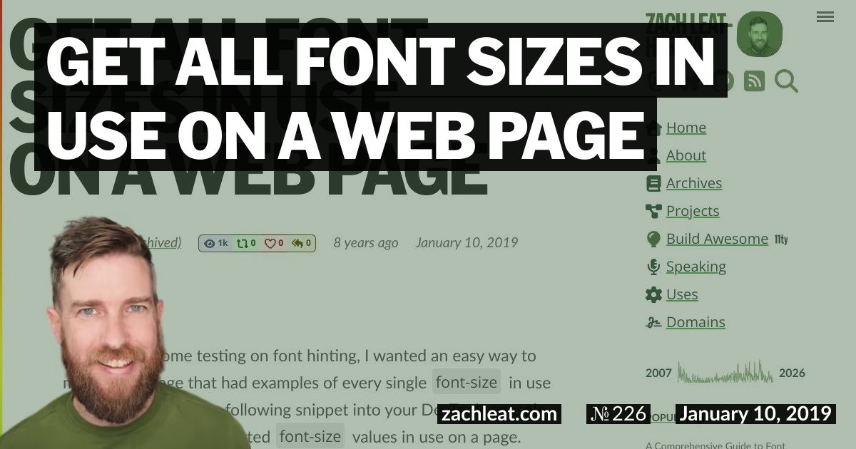 Get all Font Sizes in use on a Web Page