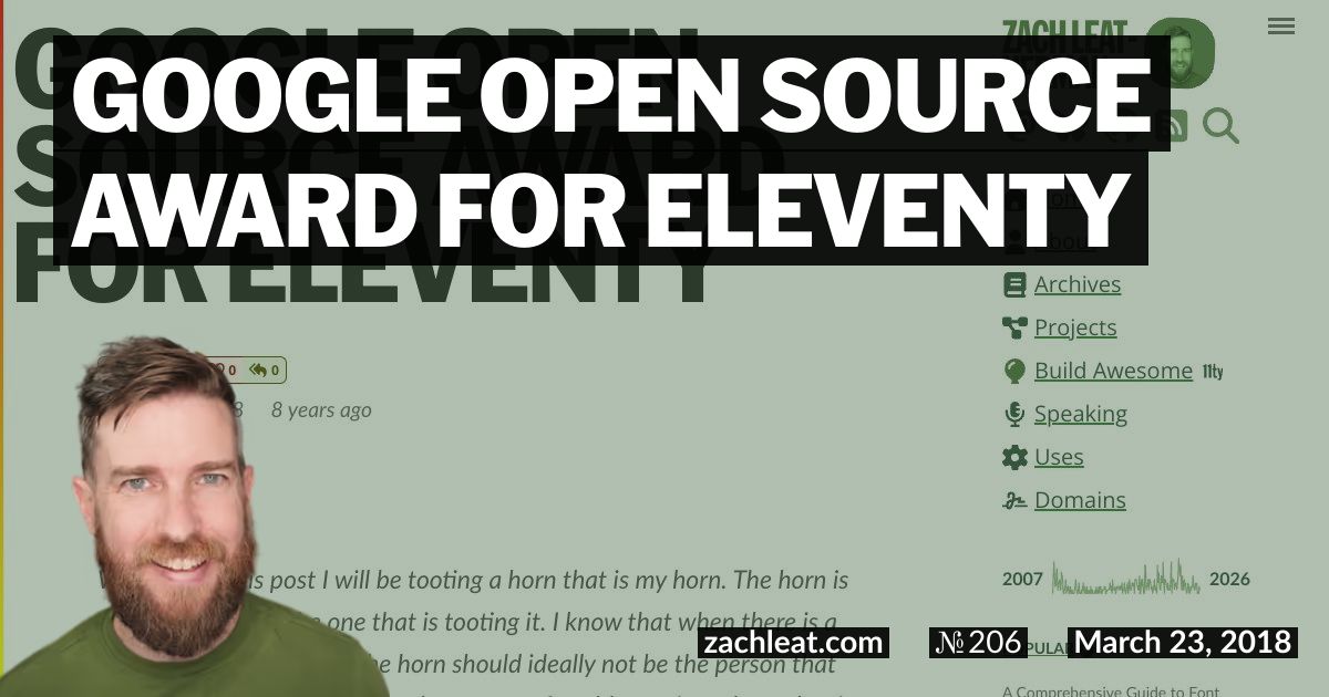 Google Open Source Award for Eleventy