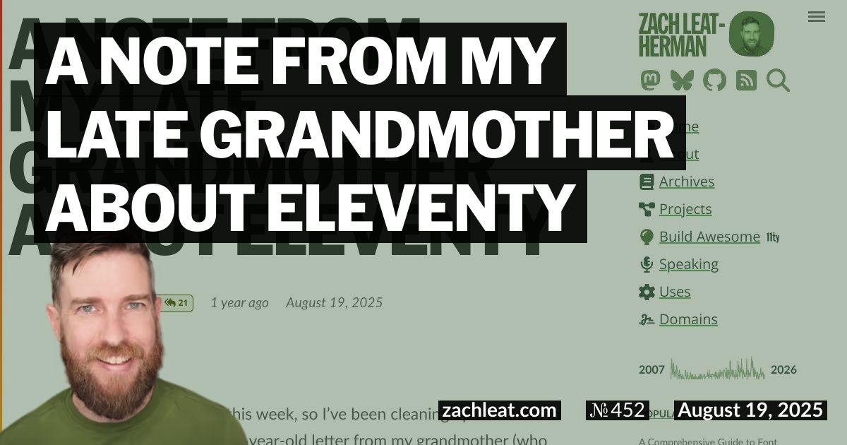 Open Graph image for A note from my late Grandmother about Eleventy