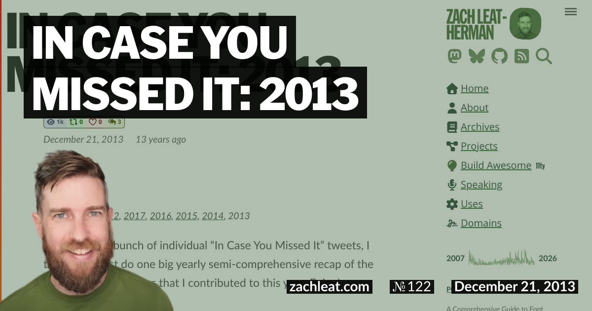 In Case You Missed It: 2013