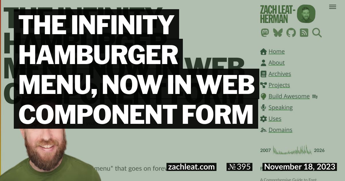 The Infinity Hamburger Menu, now in Web Component form