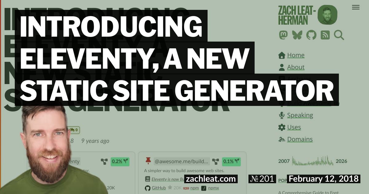 Introducing Eleventy, a new Static Site Generator