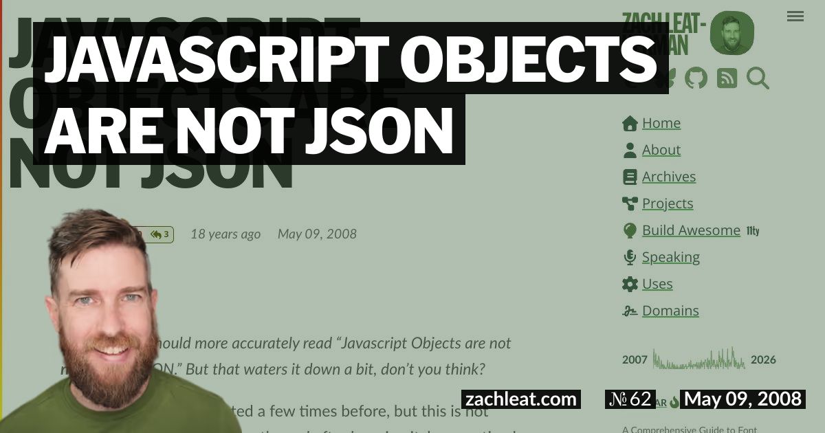 Javascript Objects are NOT JSON