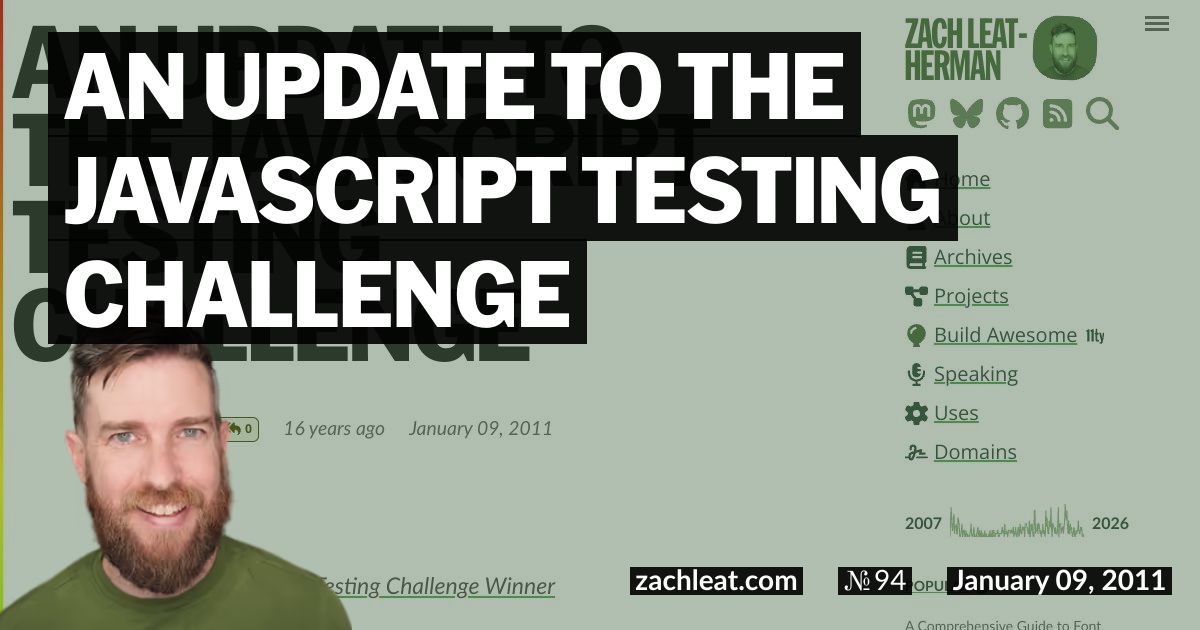 Open Graph image for An Update to The JavaScript Testing Challenge