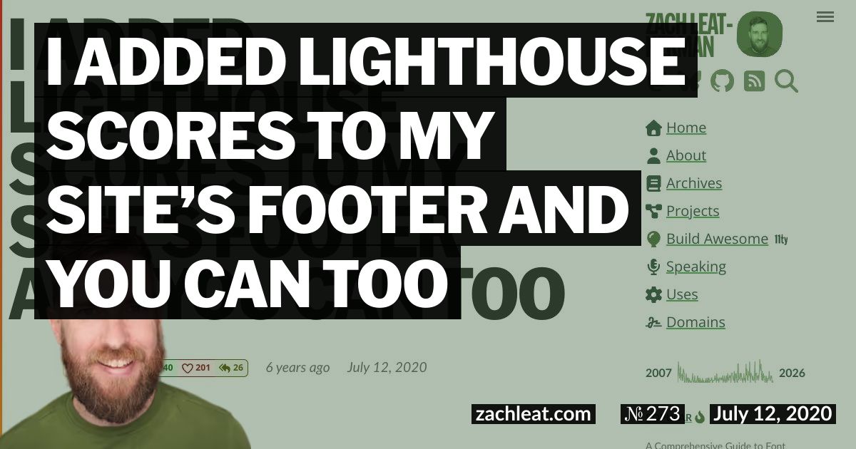 I added Lighthouse Scores to my Site’s Footer and You Can Too