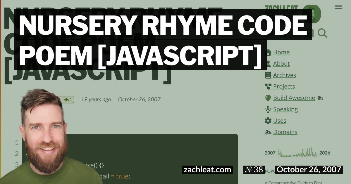 Open Graph image for Nursery Rhyme Code Poem [JavaScript]
