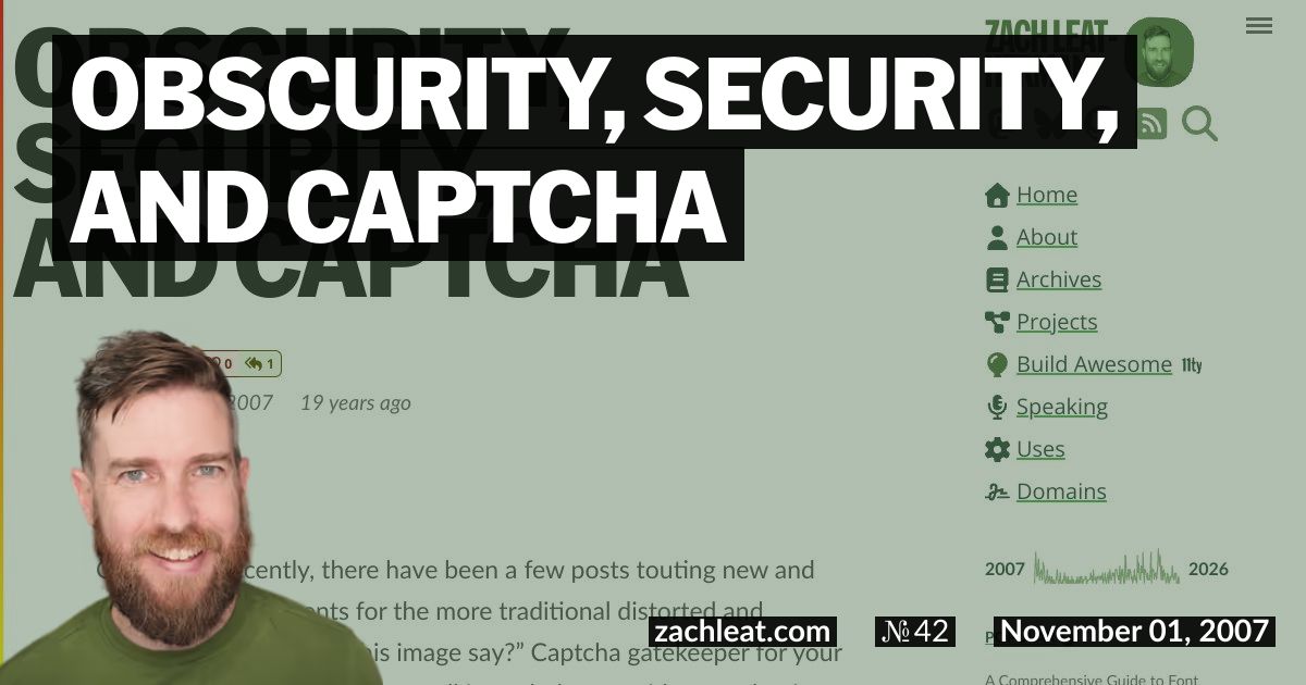 Open Graph image for Obscurity, Security, and Captcha