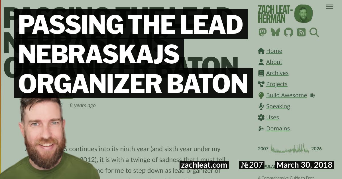 Open Graph image for Passing the Lead NebraskaJS Organizer Baton