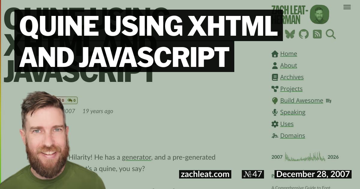 Open Graph image for Quine using XHTML and JavaScript