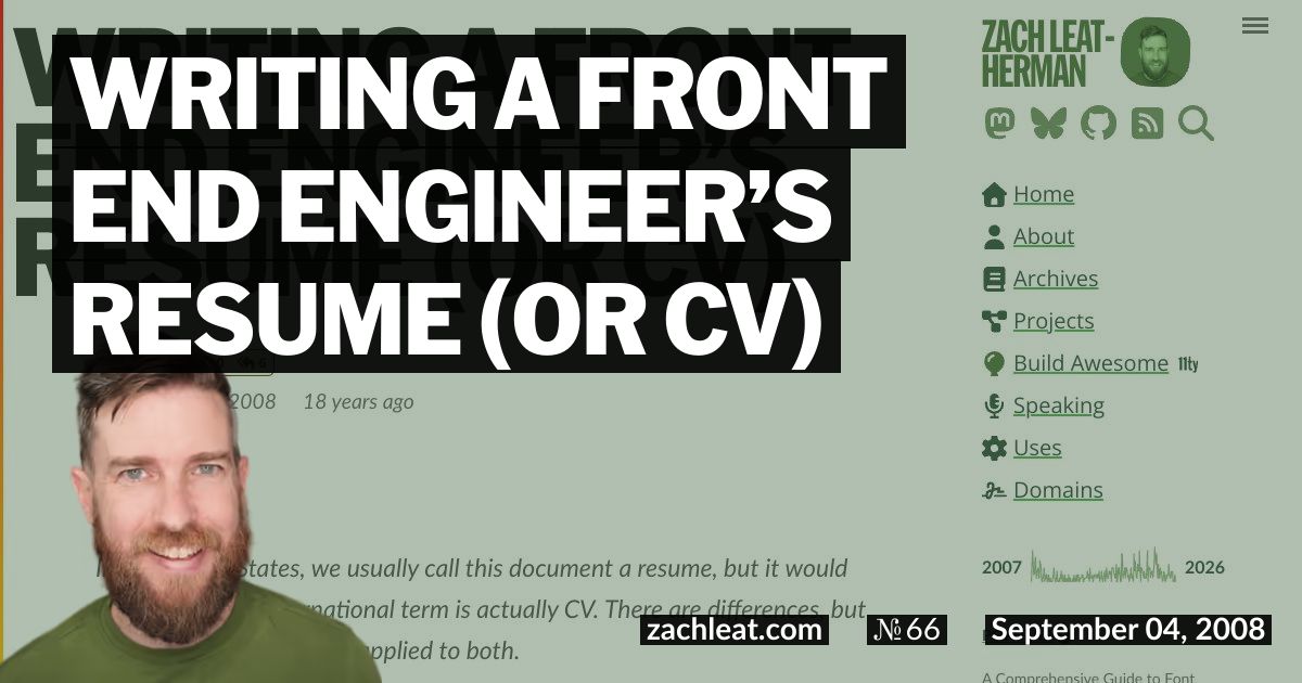 Writing a Front End Engineer’s Resume (or CV)