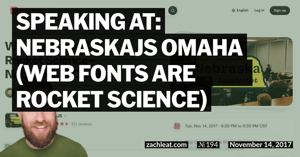 Open Graph image for Speaking at: NebraskaJS Omaha (Web Fonts are ▢▢▢ Rocket Science)