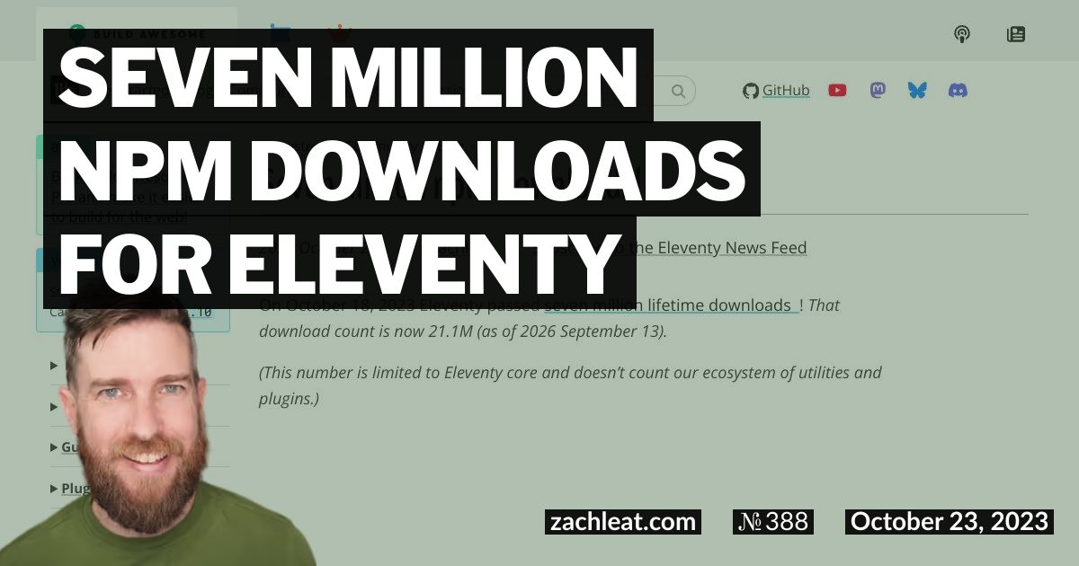 Seven Million npm Downloads for Eleventy