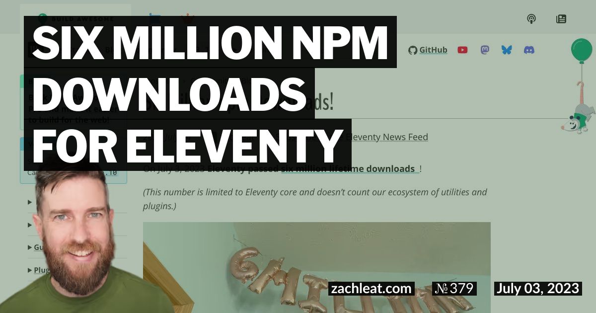 Six Million npm Downloads for Eleventy