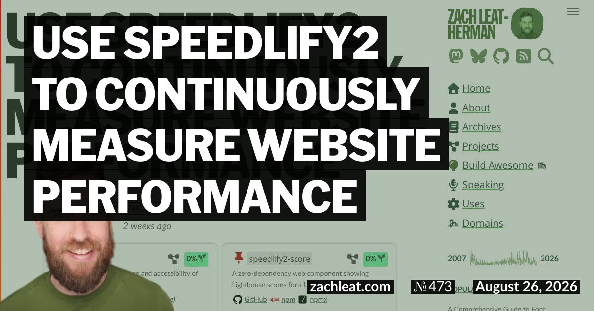 Use Speedlify2 to Continuously Measure Website Performance