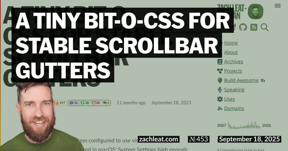 A tiny bit-o-CSS for Stable Scrollbar Gutters