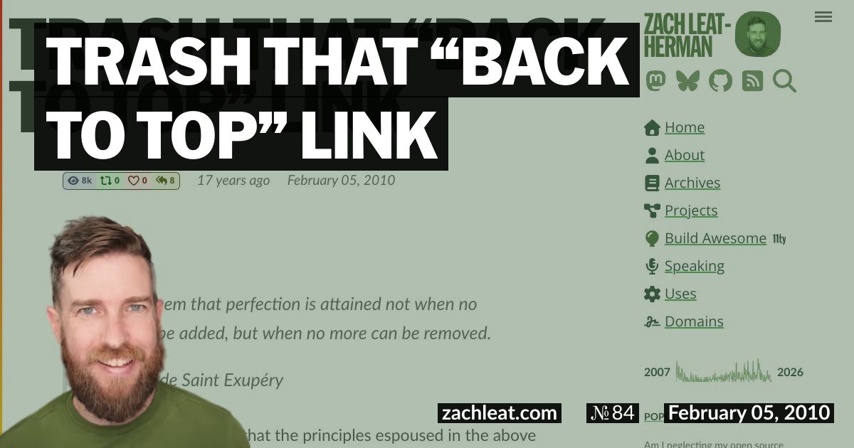 Open Graph image for Trash that “Back to Top” Link