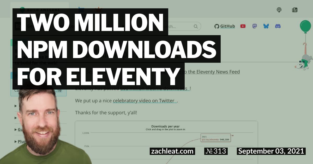Two Million npm Downloads for Eleventy