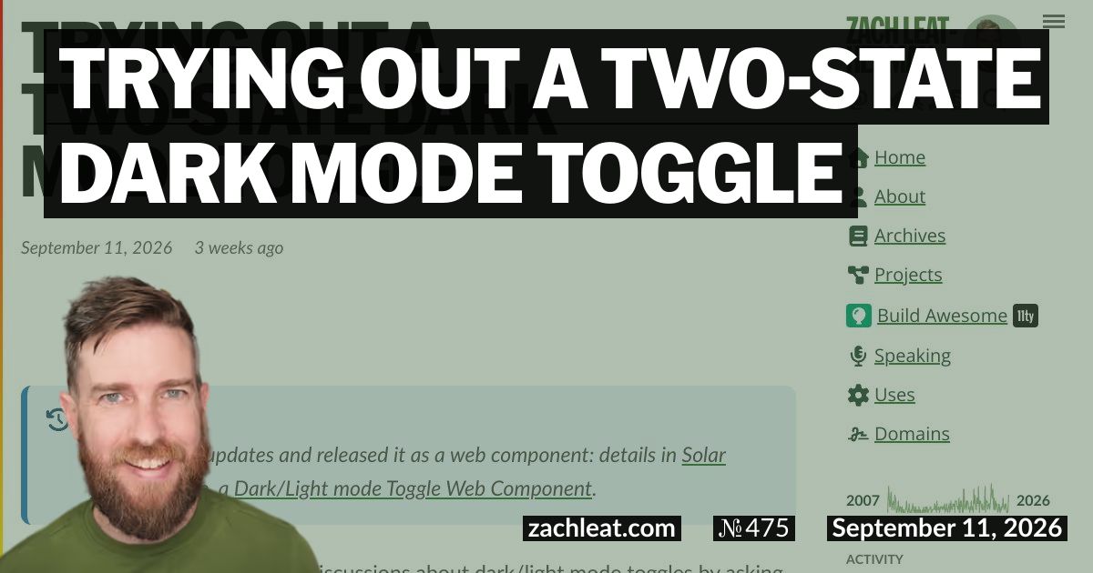 Trying out a Two-state Dark Mode Toggle
